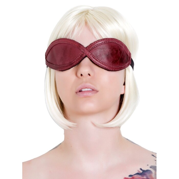 Distressed Burgundy Leather Eyemask - One Size
