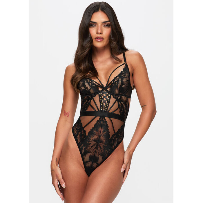 Ann Summers Radiant Desires Lace Crotchless Lingerie Body, Black