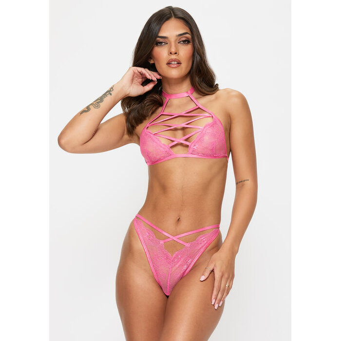 Ann Summers Admired Crotchless Set, Mid Pink