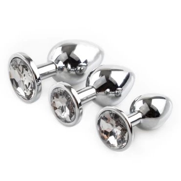 Bejewelled Silver Metal Butt Plug - MEDIUM