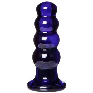 Polar Pulse Beaded Vibrating Glass Butt Plug - 4.5 Inch