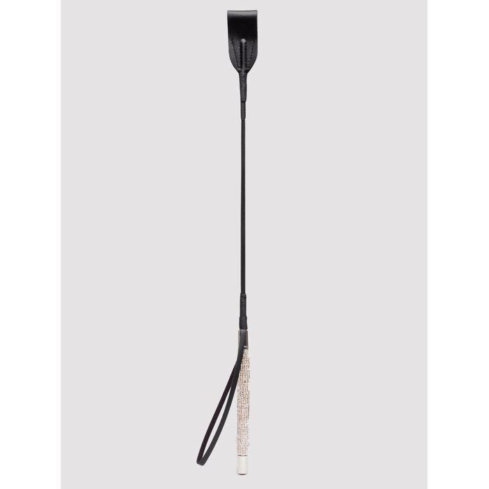 Bondage Boutique Silver Diamante Crop - Black