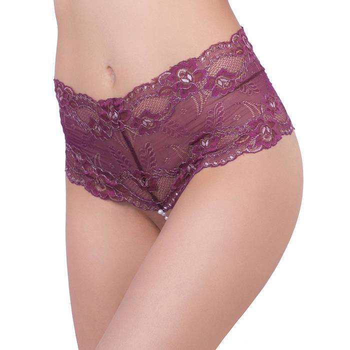 Escante Purple Crotchless Pearl Shorts