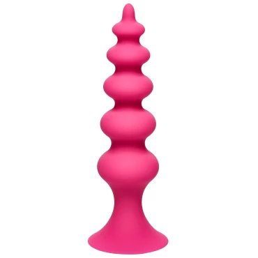 Pink Silicone Ripple Suction Butt Plug - 4.5 Inch