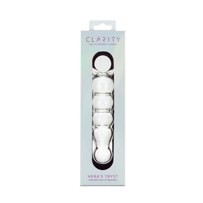 Clarity Heras Tryst Compact Glass Dildo with Handle: 4.9" Curved for G-Spot and Prostate Stimulation