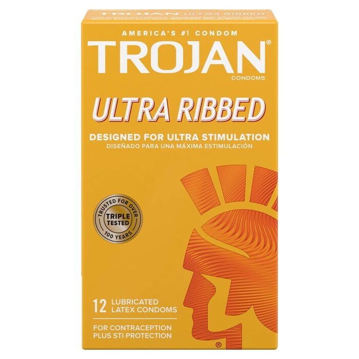 Trojan Ultra Ribbed Condoms - 12 Pack