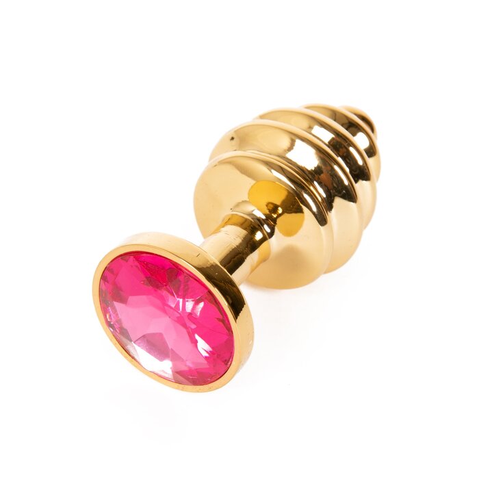 Ribbed Butt Plug Gold Ruby