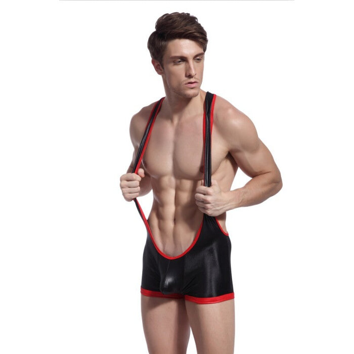 Wetlook Red Trim Wrestling Suit