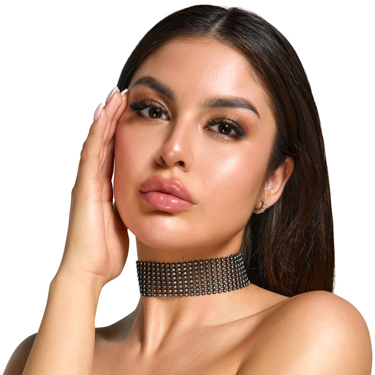Cottelli Collection Cottelli ACCESSOIRES Choker with Rhinestones Black - Silver