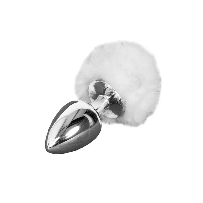 Medium Silver Butt Plug with White Tail