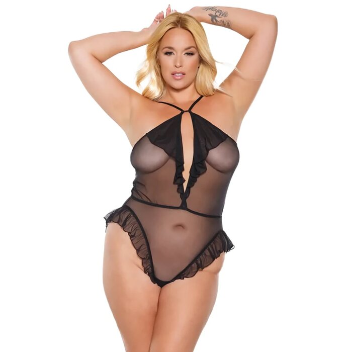 Ruffled Mesh Teddy - Queen Size