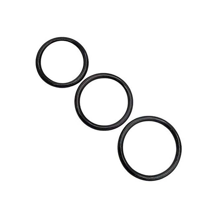 Black Stainless Steel 3-Piece Cock Ring Set