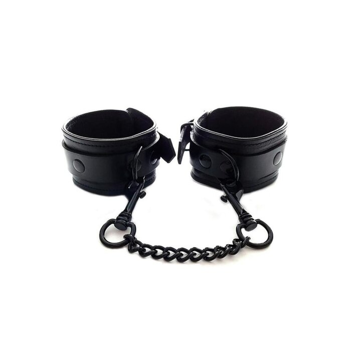 Adjustable Leather Ankle Cuffs - Black