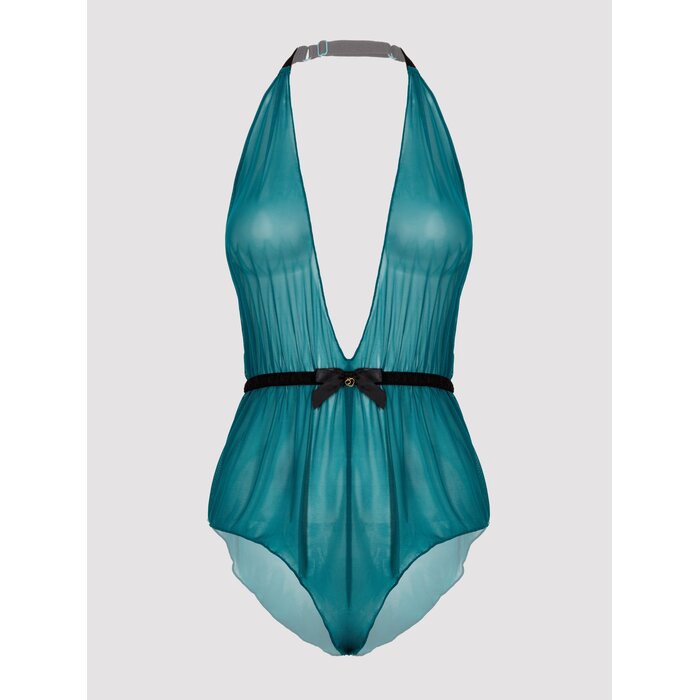 Lovehoney Barely There Sheer Green Crotchless Body - One size - Green