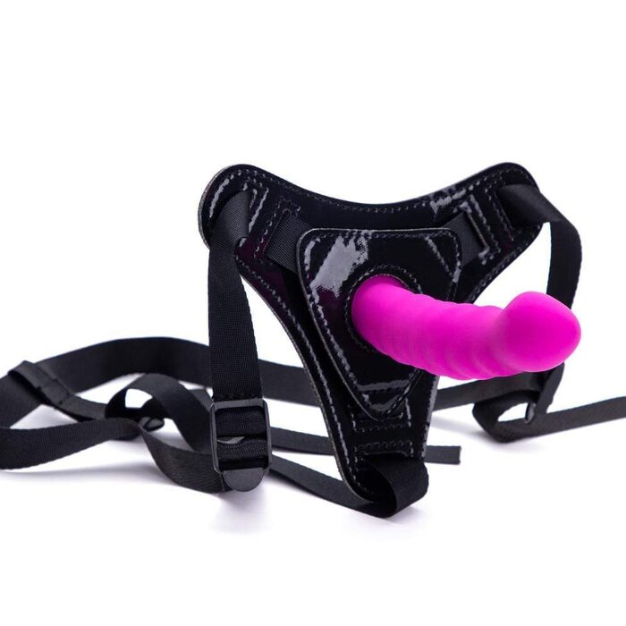 Strap On Dildo Harness Set for Women: Adjustable Silicone Pleasure Toy in Purple