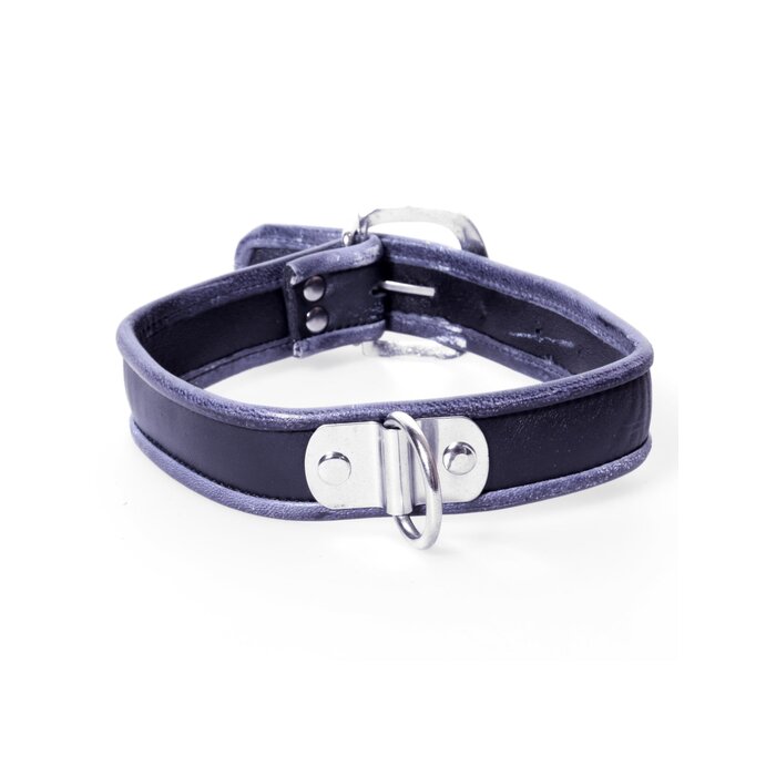 Black and Grey Leather Collar