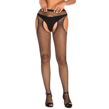 Flirt Black Diamante Suspender Tights