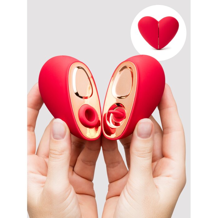 Lovehoney Heart Duo Clitoral Suction and Licking Stimulator - Red