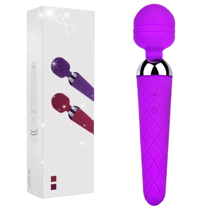 Rechargeable Purple Wand Vibrator for Women: 10 Speed Silicone Massager