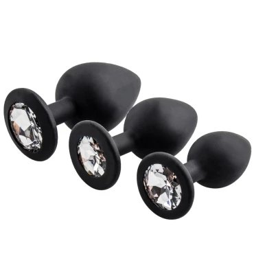 Bejewelled Black Silicone Butt Plug - LARGE