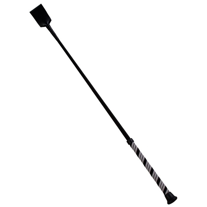 Black & White Leather Riding Crop