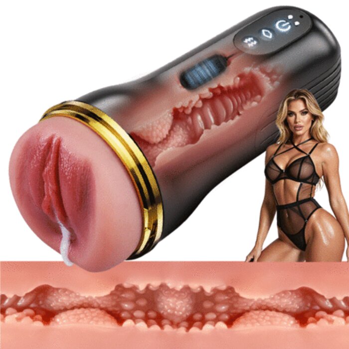 Captain - 5-Mode Suction 10-Pattern Vibration Simulated Vagina Male Masturbator Waterproof USB-Rechargeable