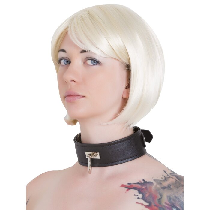 Faux Leather Black D-Ring Collar