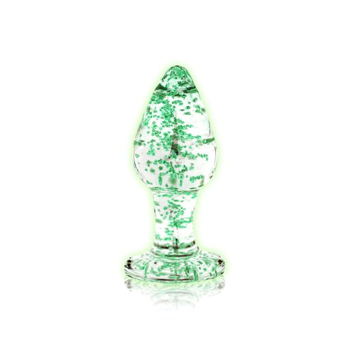 Ouch! Glow in the Dark Glass Butt Plug - Small