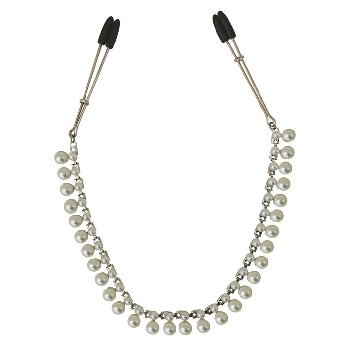 Midnight Pearl Chain Nipple Clips