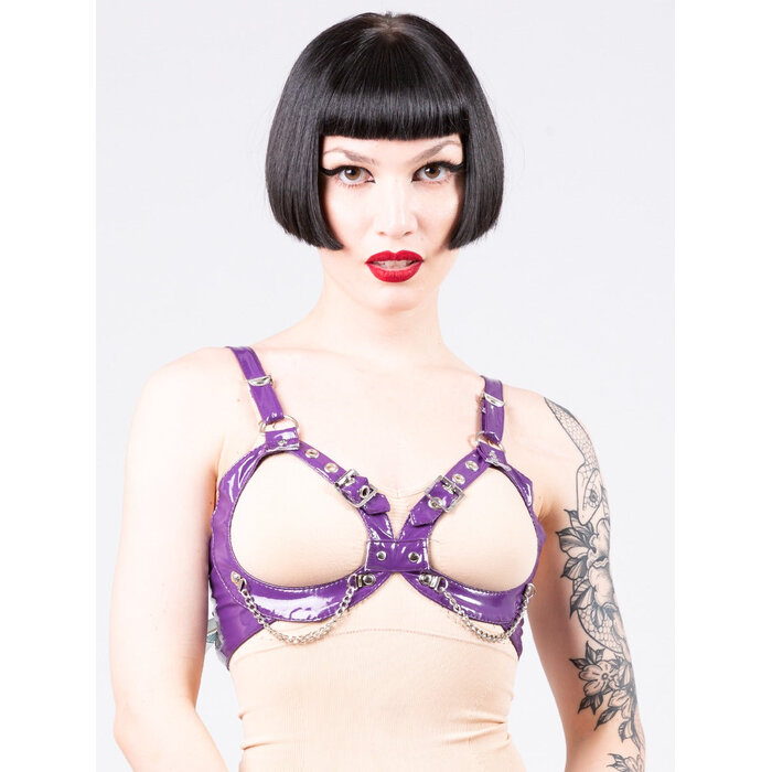 PVC Open Chain Bra in Purple