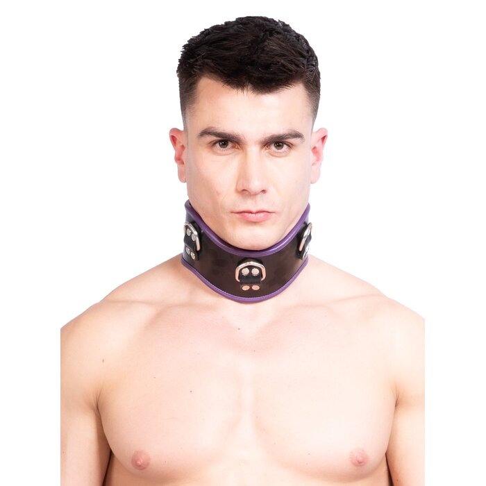 Black & Purple Leather Posture Collar