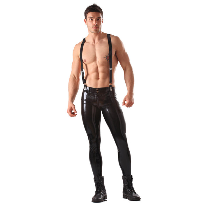 Skinny Latex Jeans With Braces