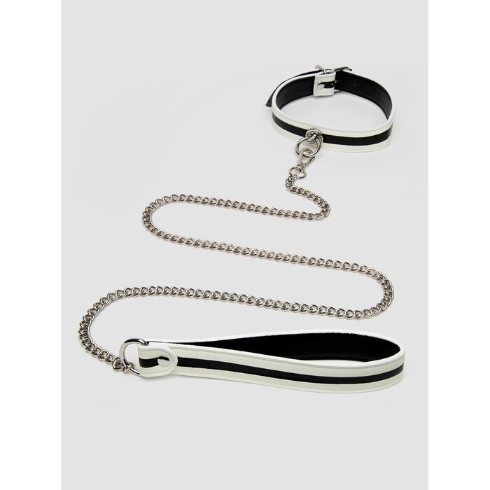 Bondage Boutique Glow-in-the-Dark Collar and Lead - Black