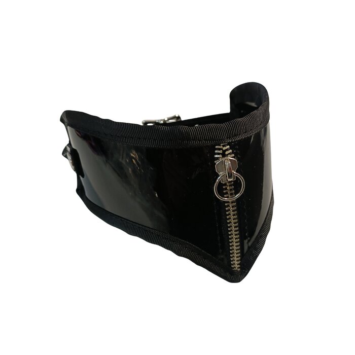Patent Leather Vamp Collar With Zip Pocket