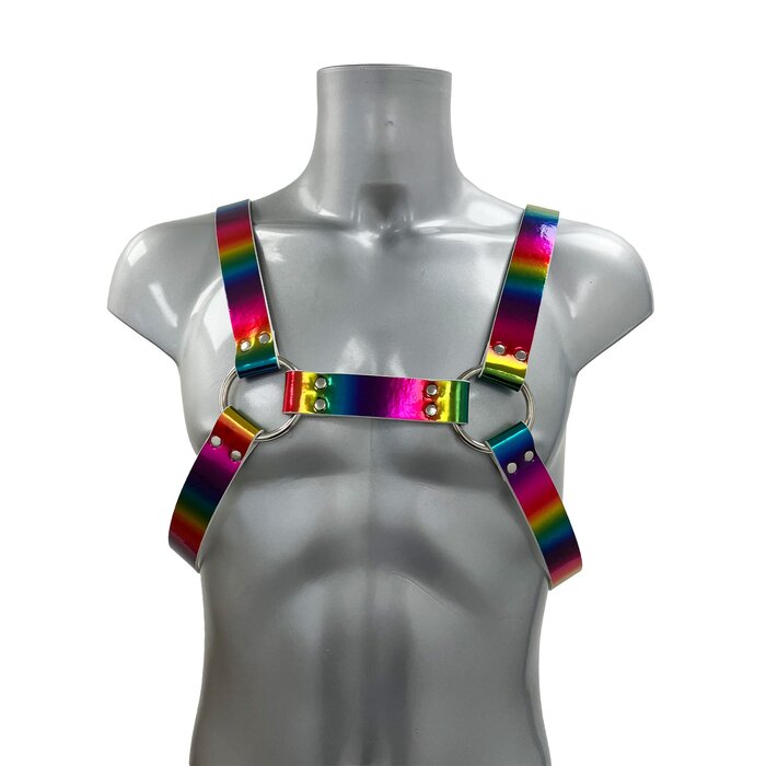 Bold Buckled Chest Harness - Rainbow