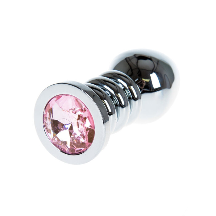 Metal Jewel Penis Head Butt Plug Pink