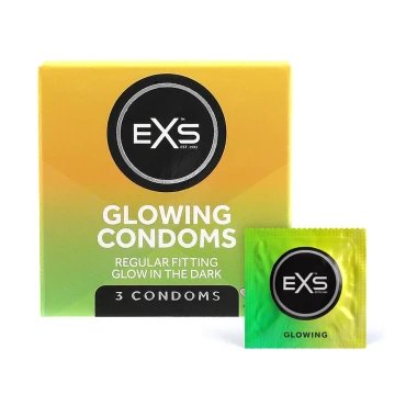 EXS Glow In The Dark Condoms - 3 Pack