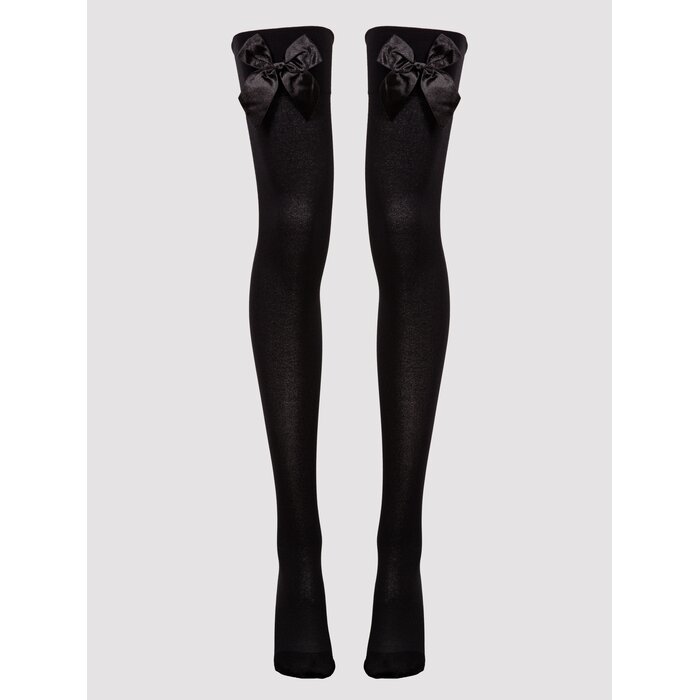 Lovehoney Fantasy Black Bow Top Stockings - One size - Black