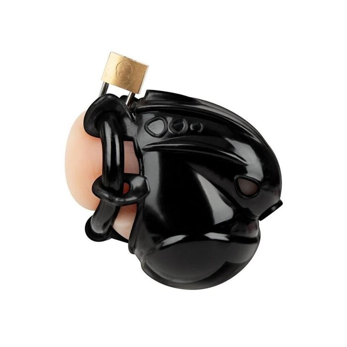 Full Restraint Silicone Cock and Balls Chastity Device - Black
