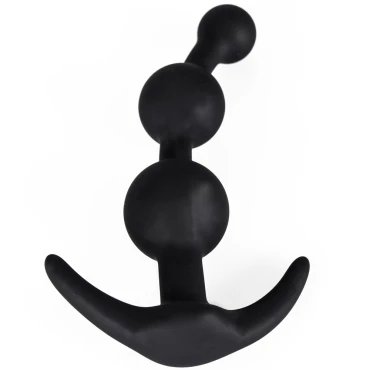 Black Silicone Anchor Anal Beads - 5 Inch