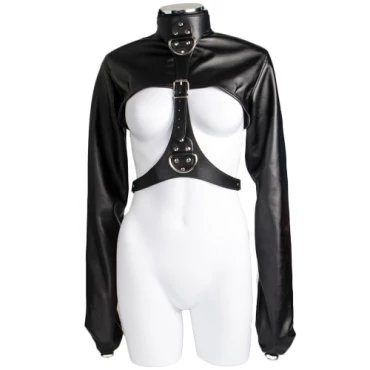 Restricted Access Faux Leather Cropped Straitjacket