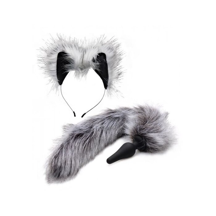 Tailz Grey Wolf Tail Anal Plug and Ears Set