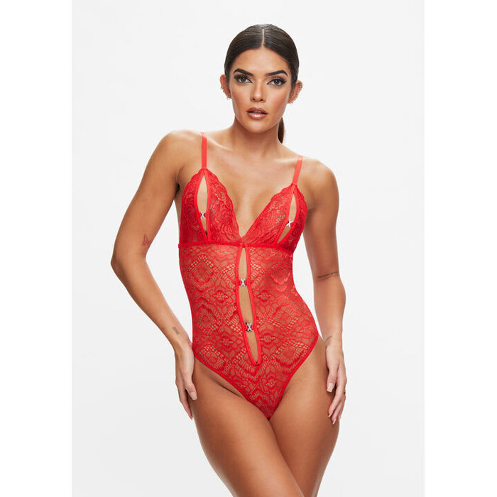Ann Summers Diamond Kiss Crotchless Body, Red