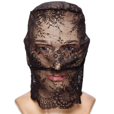 Black Floral Lace Veil Bondage & Fetish Hood