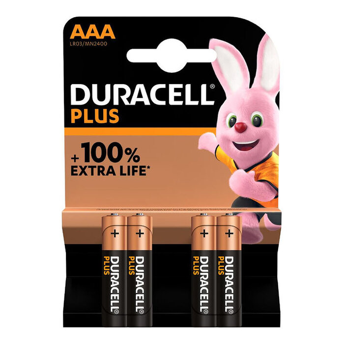 Duracell Plus AAA Batteries MN2400 4 x Battery Pack