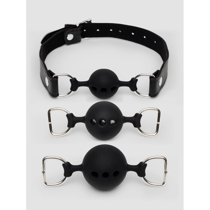 Bondage Boutique Silicone Ball Gag Training System  - Black