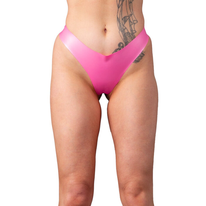 Metallic Latex Thong Fuchsia
