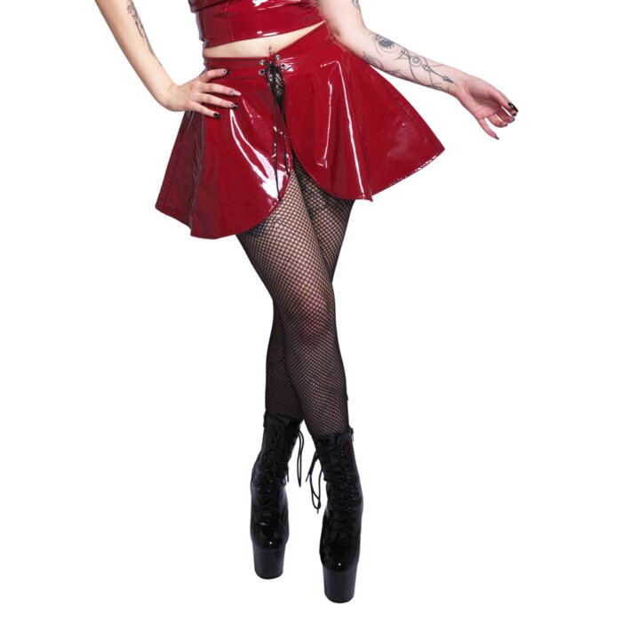 Swirl PVC Skirt Burgundy