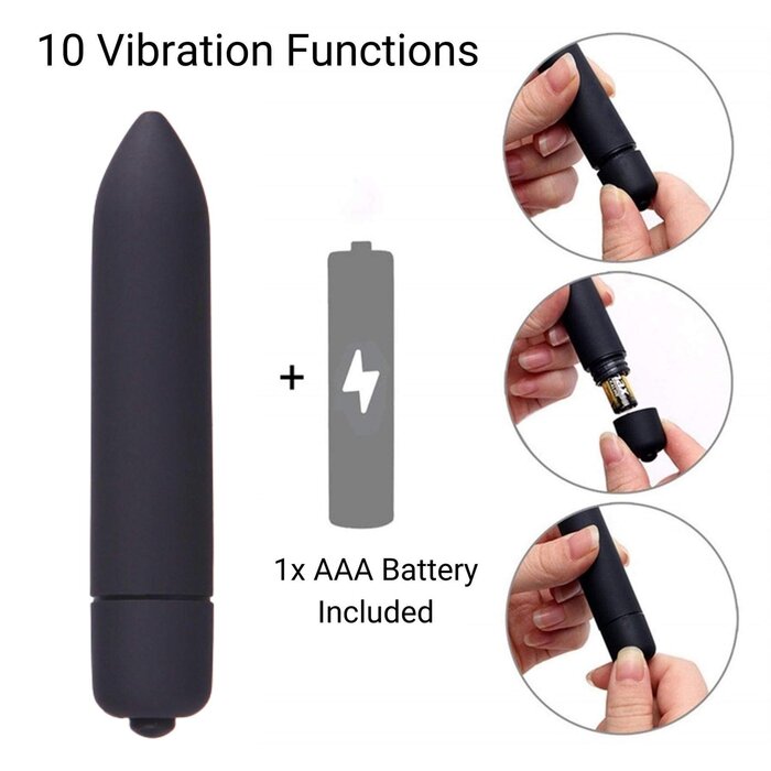 Black Bullet Vibrator with 10 Functions for Precise Stimulation