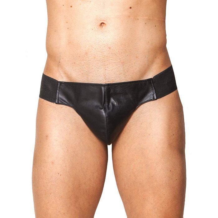 Black Leather Jock Strap - L